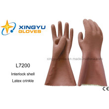 Latex Crinkle Interlock Shell Safety Work Glove (L7200)